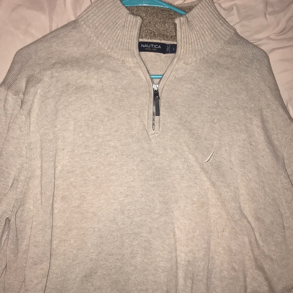 nautica beige sweater zip up